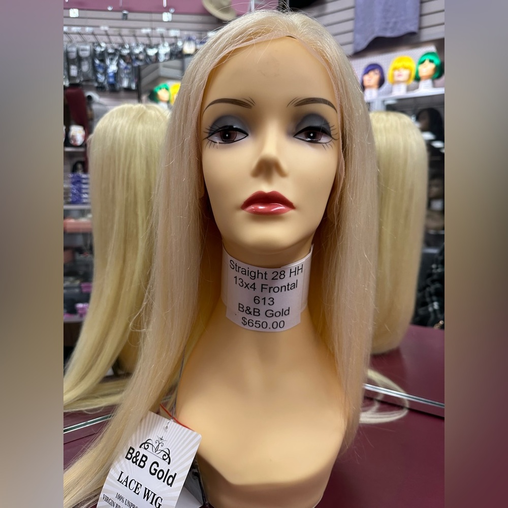B&B Gold Straight Human Hair Lace Wig